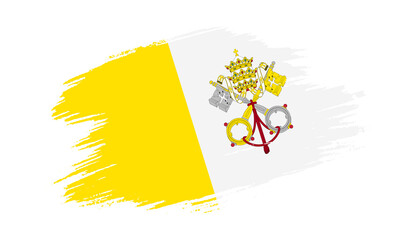 Patriotic of Vatican City flag in brush stroke effect on white background