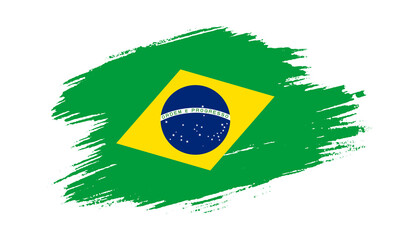 Patriotic of Brazil flag in brush stroke effect on white background