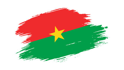 Patriotic of Burkina Faso flag in brush stroke effect on white background