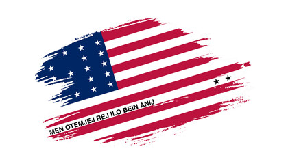 Patriotic of Bikini Atoll flag in brush stroke effect on white background