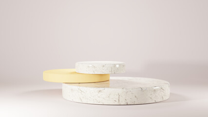 3d render of vector abstract background. Podium for show product. Blank scene showcase mockup with empty round stage.