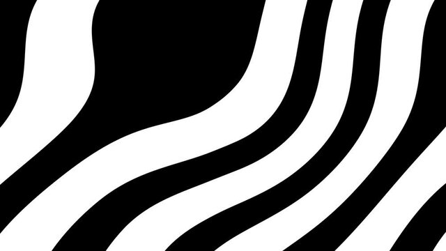 Abstract black and white looping zebra stripes animation