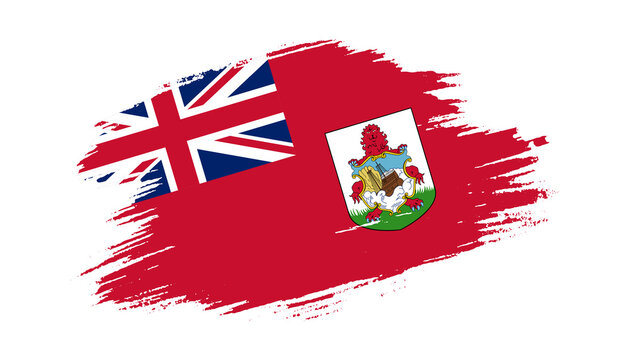 Patriotic of Bermuda flag in brush stroke effect on white background