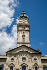 Clock tower in the center of the city. Gyor, Hungary.