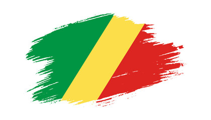 Patriotic of Republic of the Congo flag in brush stroke effect on white background