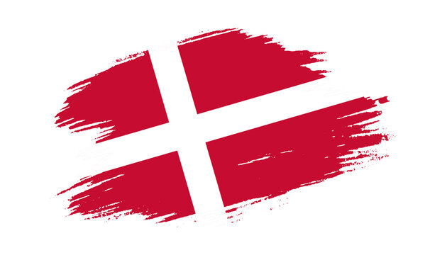 Patriotic of Denmark flag in brush stroke effect on white background