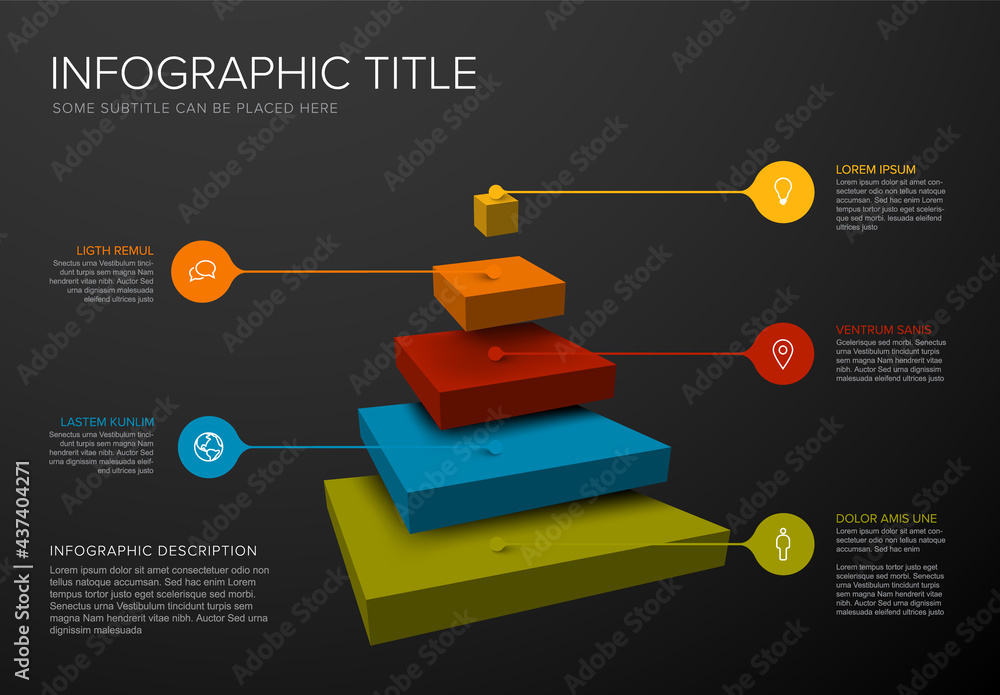 Wall mural Dark Pyramid Layers infographic template