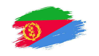 Patriotic of Eritrea flag in brush stroke effect on white background