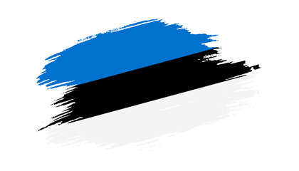 Patriotic of Estonia flag in brush stroke effect on white background