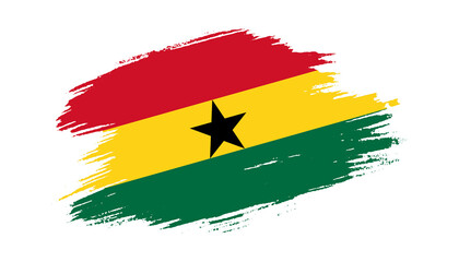 Patriotic of Ghana flag in brush stroke effect on white background