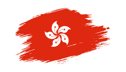 Patriotic of Hong Kong flag in brush stroke effect on white background