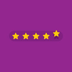 Five stars rating button on a purple background vector illustration
