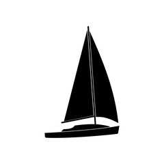 Silhouette of a sailing yacht on a white background.