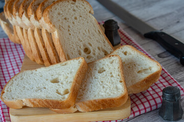gluten free white bread on a rustic wooden table