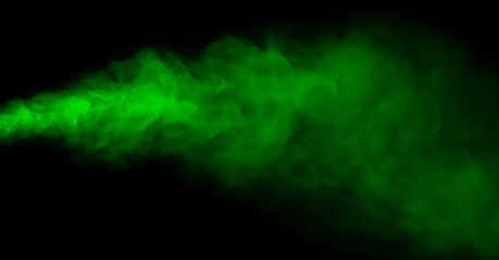 green smoke steam isolated black background