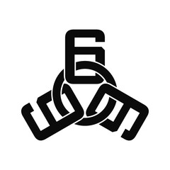 Number 666 or 999 logo template with geometric sacred chain line art illustration in flat design monogram symbol