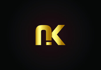 Fototapeta premium Creative and Minimal style golden and black color initial based NK and KN logo