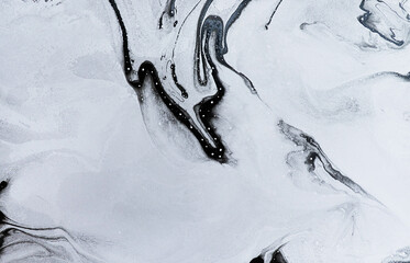 black Abstract oil ink on paper close-up background texture