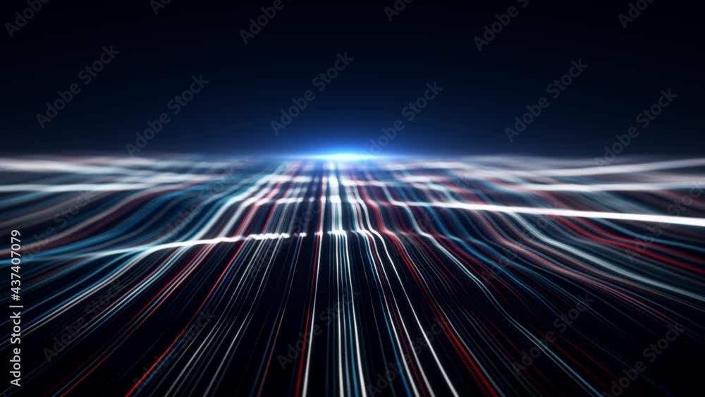 Poster abstract flowing particle lines data concept background loop/ 4k animation of an abstract technology