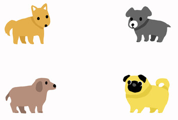 犬がたくさんいるフレームイラスト