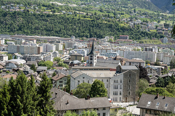 Sicht auf Naters/Brig, Goms, Kanton Wallis, Schweiz