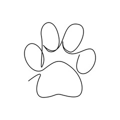 Dog paw footprint, linear vector illustration.