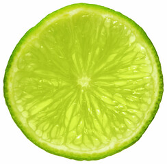 juicy slice of lime isolated on white background