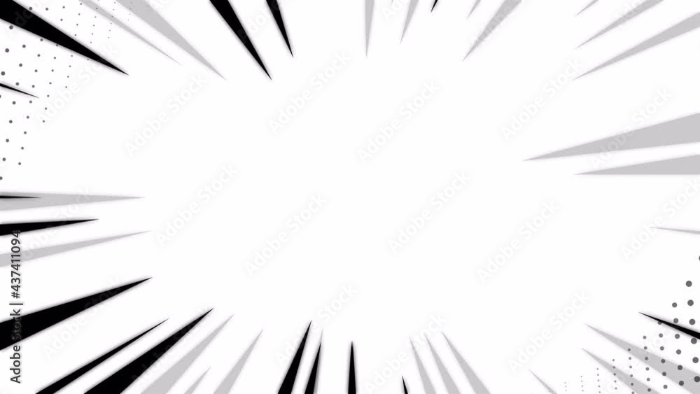 Poster comic line effect white background with halftone.ray border looped animation.cartoon dynamic speed l