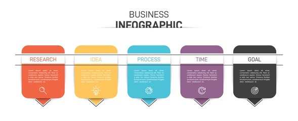 Infographic design with icons and 5 options or steps. Thin line vector. Infographics business concept. Can be used for info graphics, flow charts, presentations, web sites, banners, printed materials.