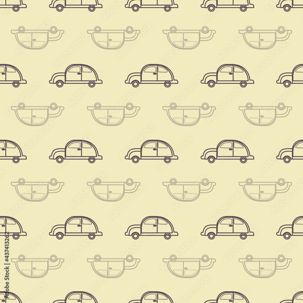 Poster retro car vector seamless repeat pattern print background