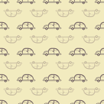Retro car vector seamless repeat pattern print background