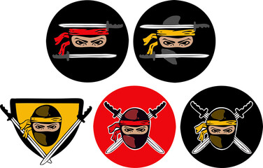 Badge, logo ninja, sword wars, assassin, symbol. Vector © irina