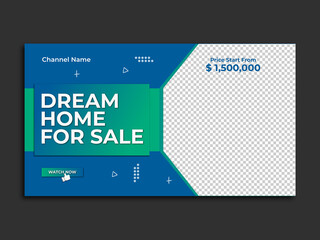 Home sale youtube thumbnail real estate agency rent or web banner template & video thumbnail template.