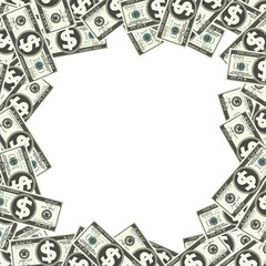 Frame of dollar with blank copyspace background