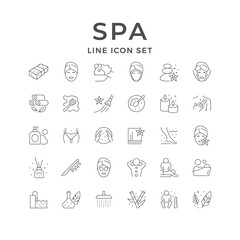 Set line icons of spa