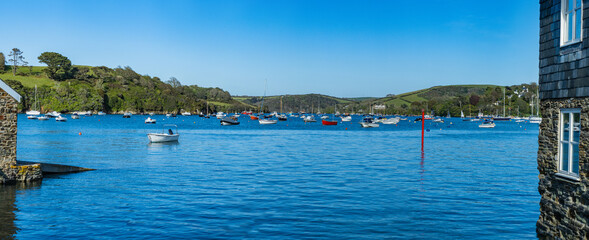 Fototapeta na wymiar Salcombe Harbour, Devon , Looking up the estuary from the town