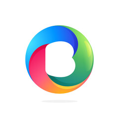 B letter logo inside swirling loop circle.