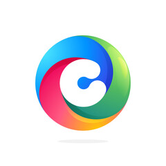 C letter logo inside swirling loop circle.