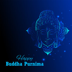 Lord Buddha in meditation for Buddhist festival with text in Hindi meaning Happy Buddha Purnima Vesak