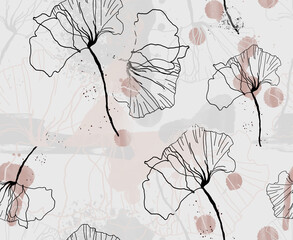 Fiore acquerello con schizzi di pittura,  texture, pattern