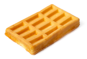 single waffle isolated on white background