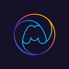 Fototapeta premium M letter one line colorful logo.