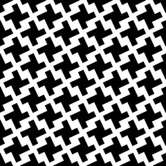 Cross seamless pattern, black-white background, vector illustration.