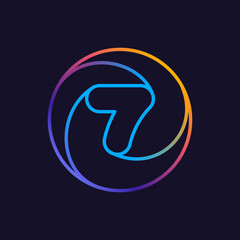 Number seven line colorful logo.