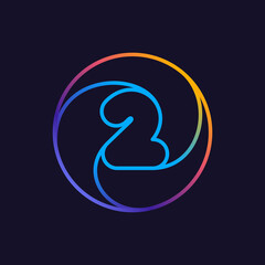 Number two line colorful logo.