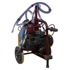 Portable milking machine. Isolated on white.