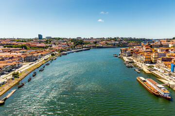 Fototapeta na wymiar Cityscape of Porto and Vila Nova de Gaia with Douro River between, Portugal