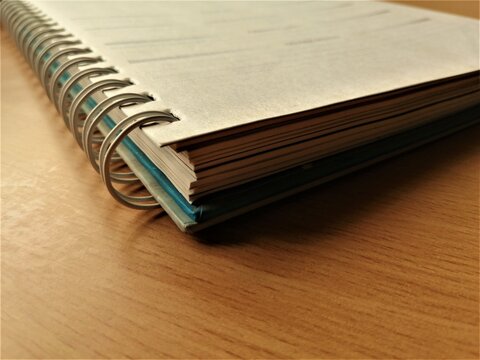 Spiral Bound Thick Notebook Horizontal Portrait Closeup Shot