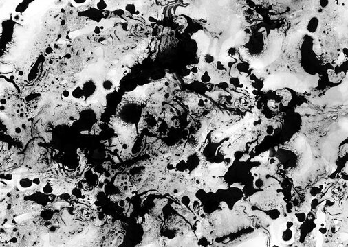 Abstract Black Oil Ink On Paper Close-up Background Texture