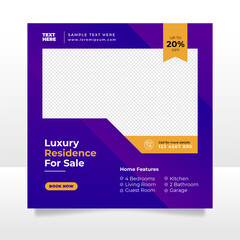 Real estate sale social media post banner template